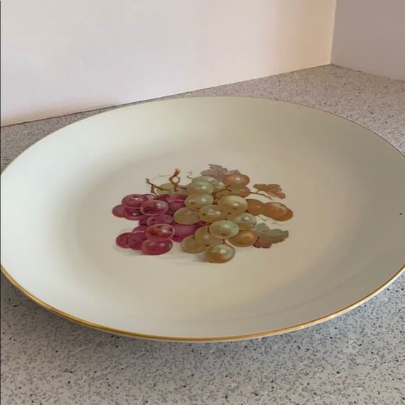 Vintage Germany cabinet shelf fruit plate platter white & grapes display serving - Picture 7 of 7